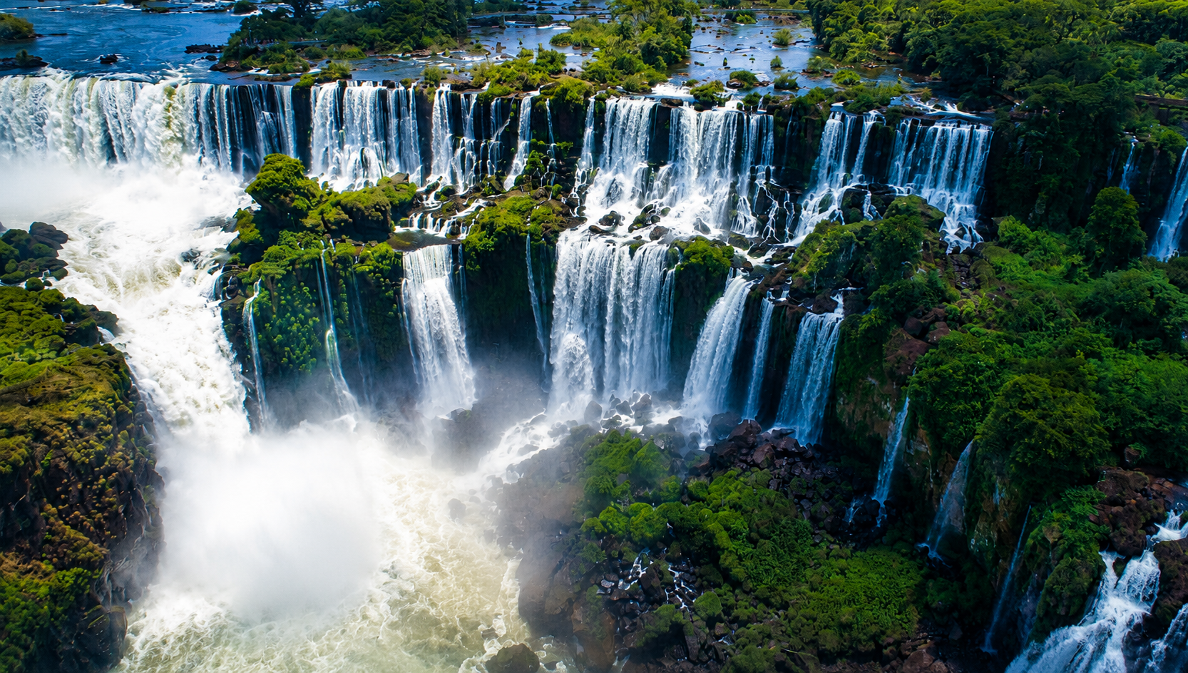 Waterfalls and forest landscape